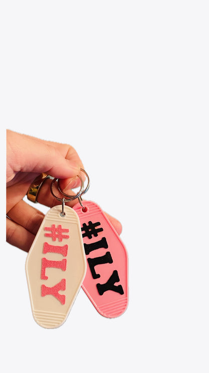 #ILY Motel Keychain - Pink + Black