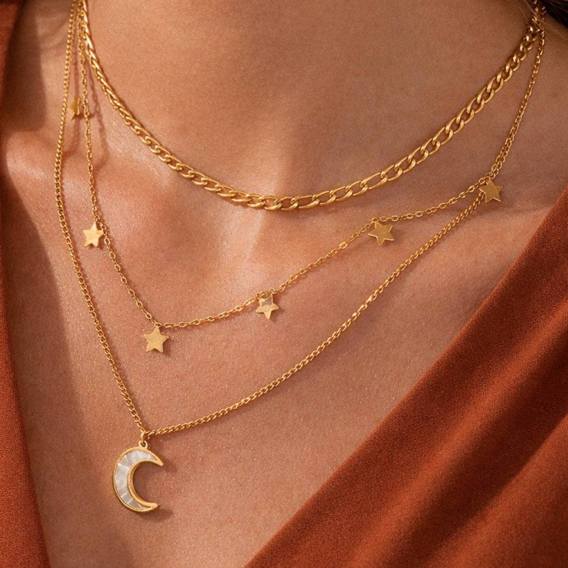 18K Gold Plated Waterproof Stainless Steel Chain Necklace - 6869: S0OX3T6869