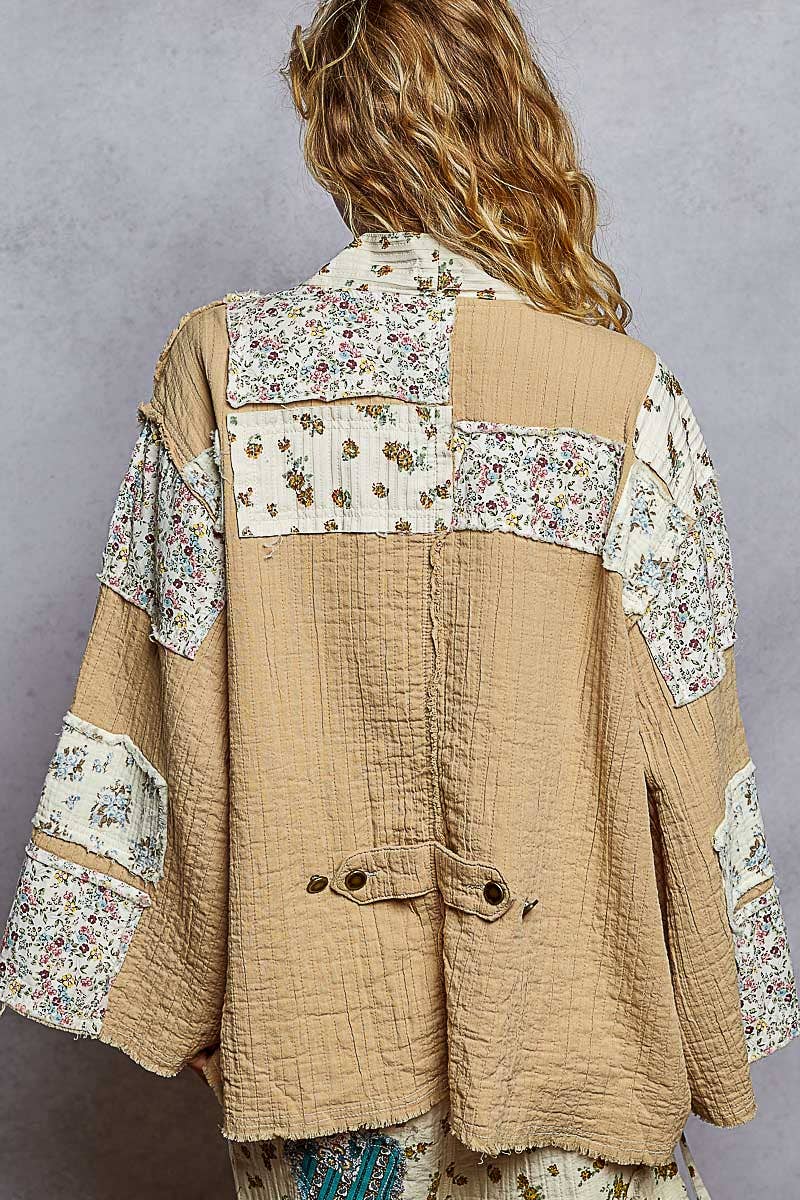 Double Gauze Patch Kimono Cardigan