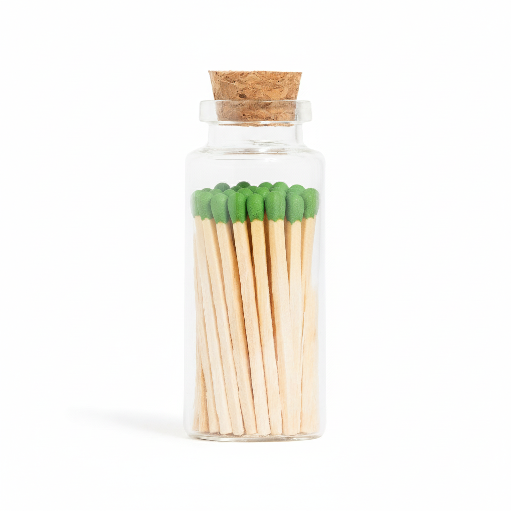 Avocado Green Matches in Medium Corked Vial
