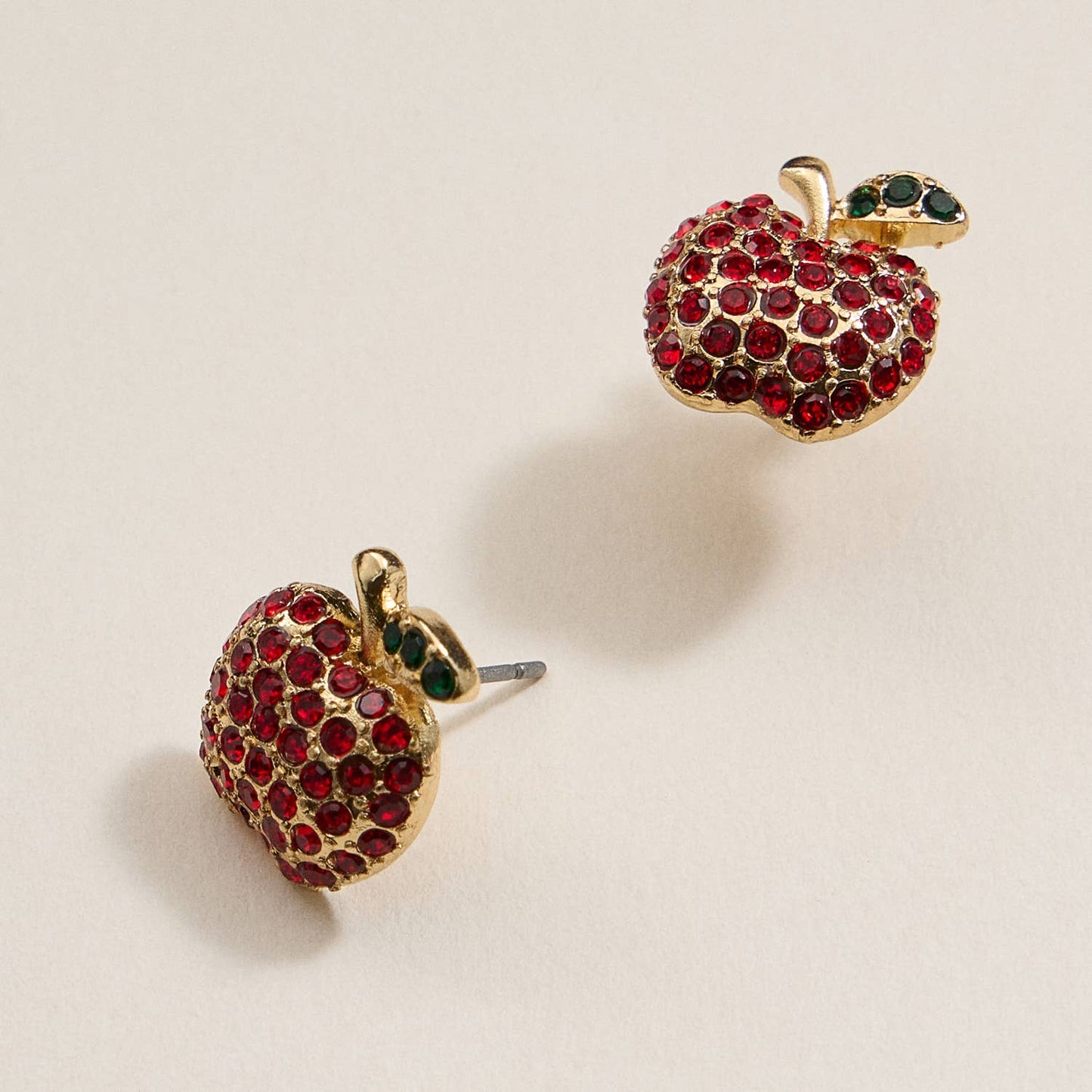 Pave Apple Post Earrings for Teacher's Day: Red