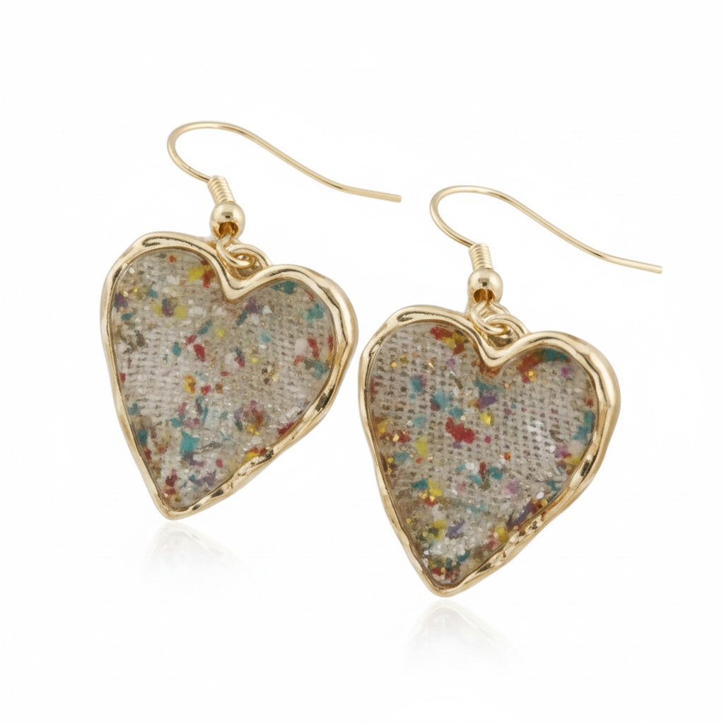 Pressed Flower Heart Drop Earrings