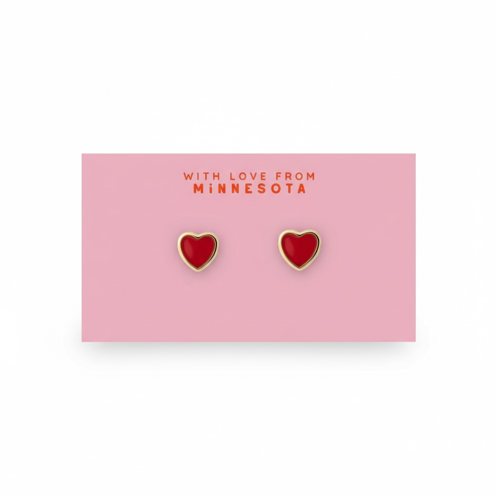 Gold Plated Epoxy Heart Post Earrings