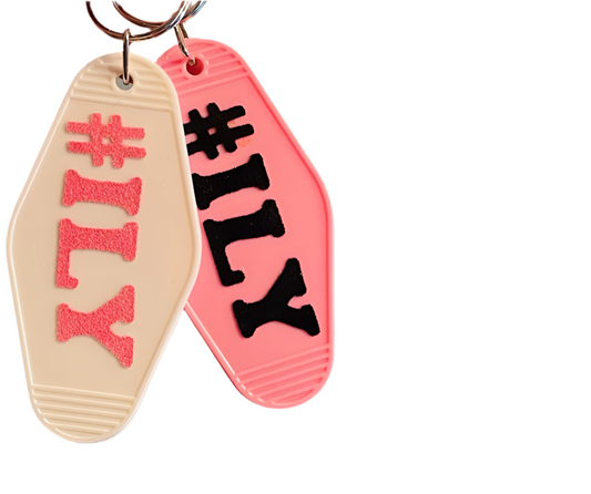 #ILY Motel Keychain - Pink + Black