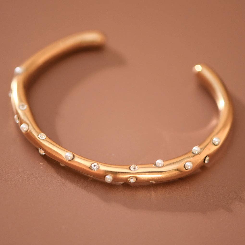 18K Gold PVD Plated Waterproof Stainless Steel Cuff - 7975: S0OX3T7975