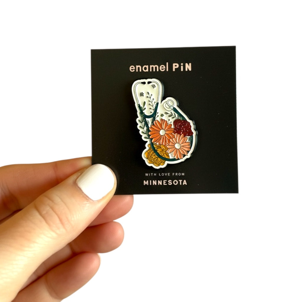 Floral Stethoscope Enamel Pin