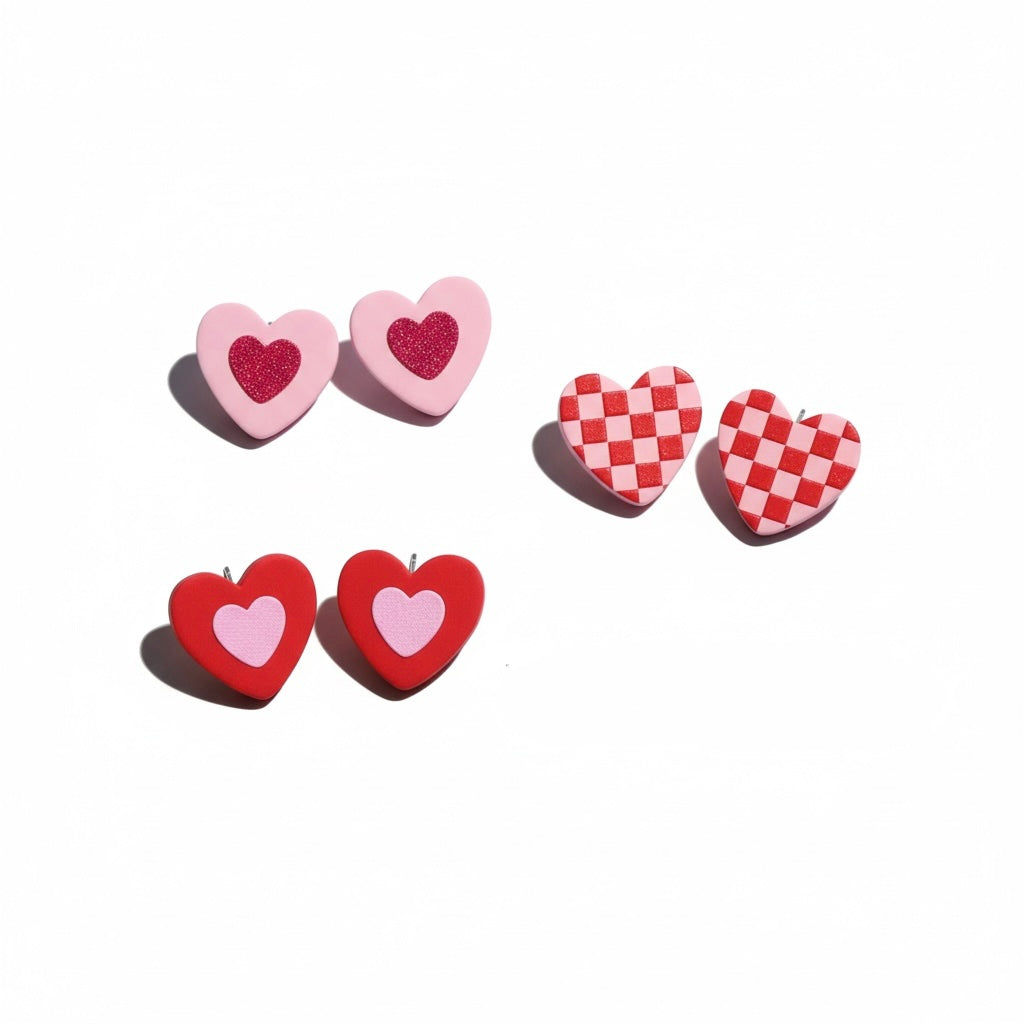 Clay Textured Heart Shaped Studs