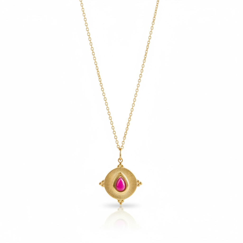Sabrina Hot Pink Stone Necklace