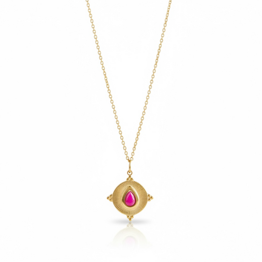 Sabrina Hot Pink Stone Necklace