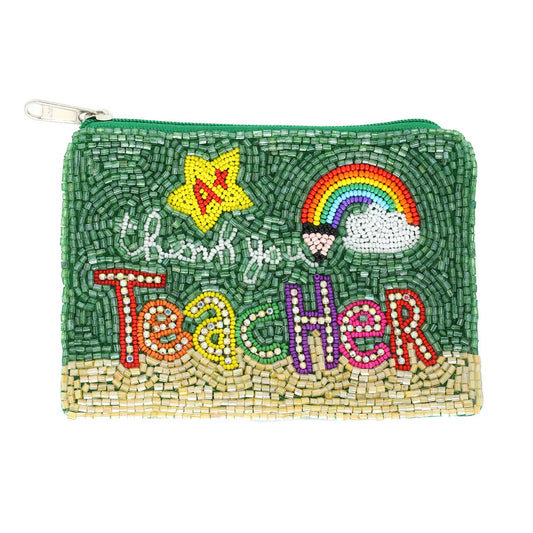 Thank You Teachers Beaded Coin Purse