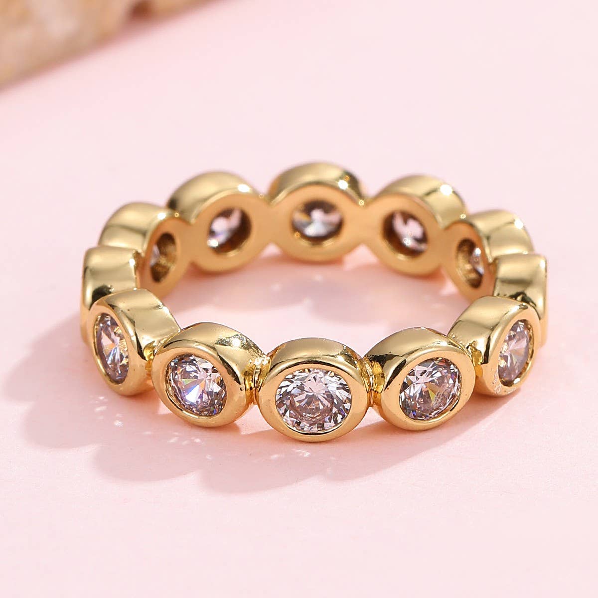 Gold Rhinestone Multi-Shape Eternity Stack Rings | 40R142: HEART