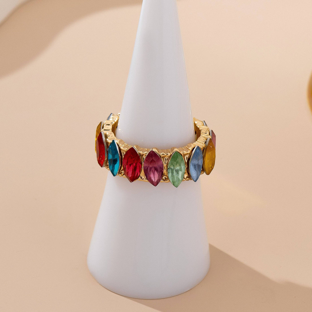 Rainbow Marquise Gem Eternity Band Ring | 80R224: Gold