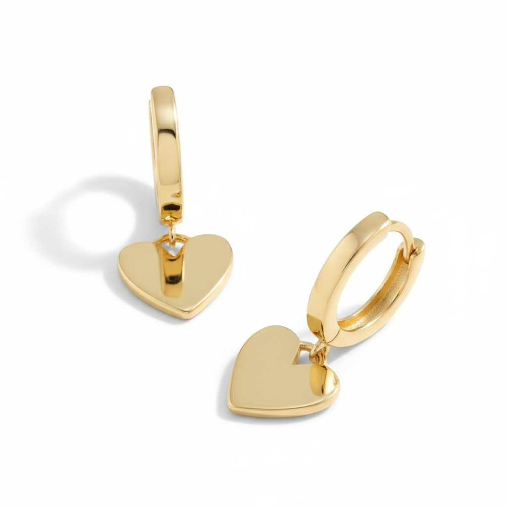 18k Gold Plated Heart Hoop Earrings