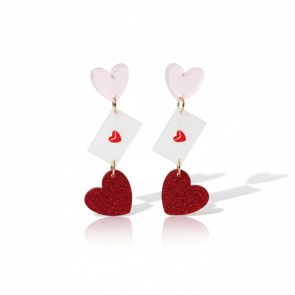 Envelope Hearts Drop Earrings