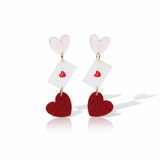 Envelope Hearts Drop Earrings