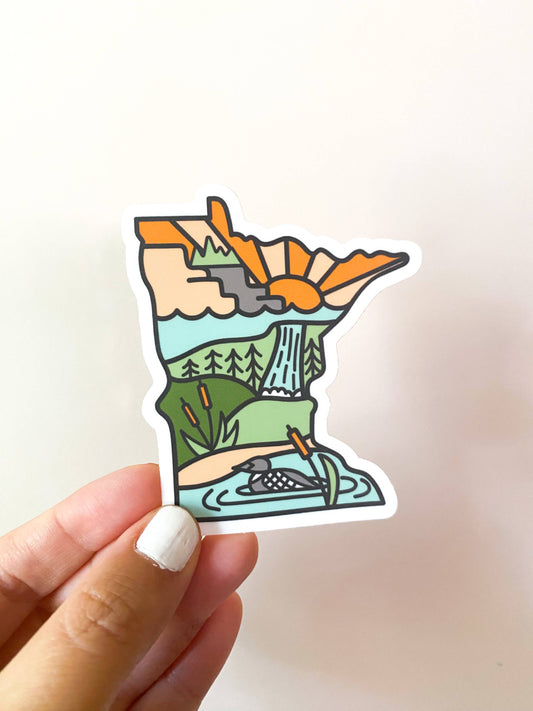MN Line Drawing State Scenes Vinyl Sticker