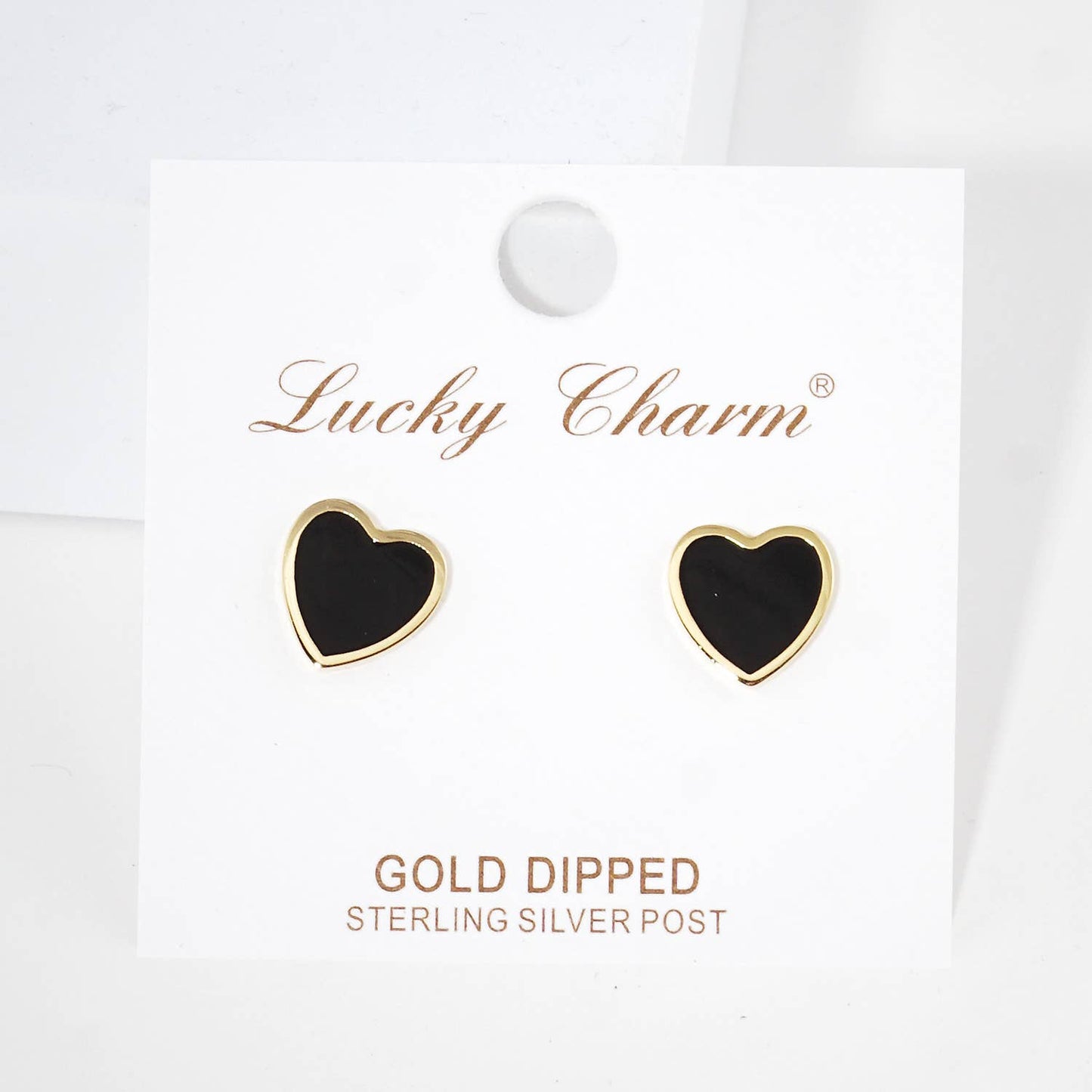 Gold Plated Epoxy Heart Post Earrings : Turquoise