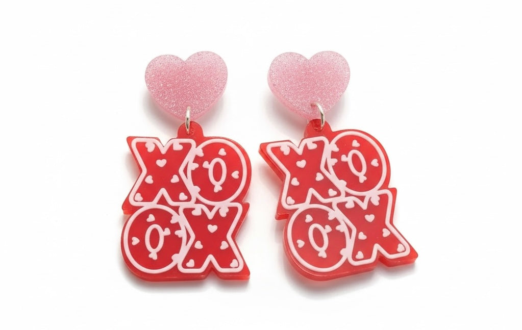 Acrylic Glitter XO Drop Earrings