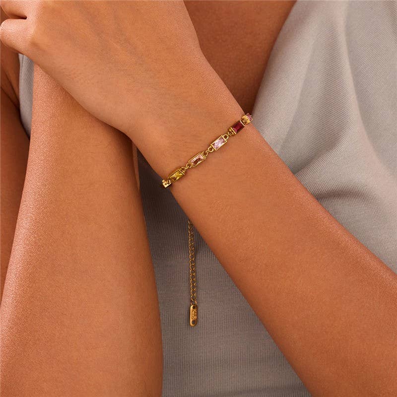 18K STAINLESS STEEL RAINBOW CRYSTAL BRACELET | 40B5265: MULTI