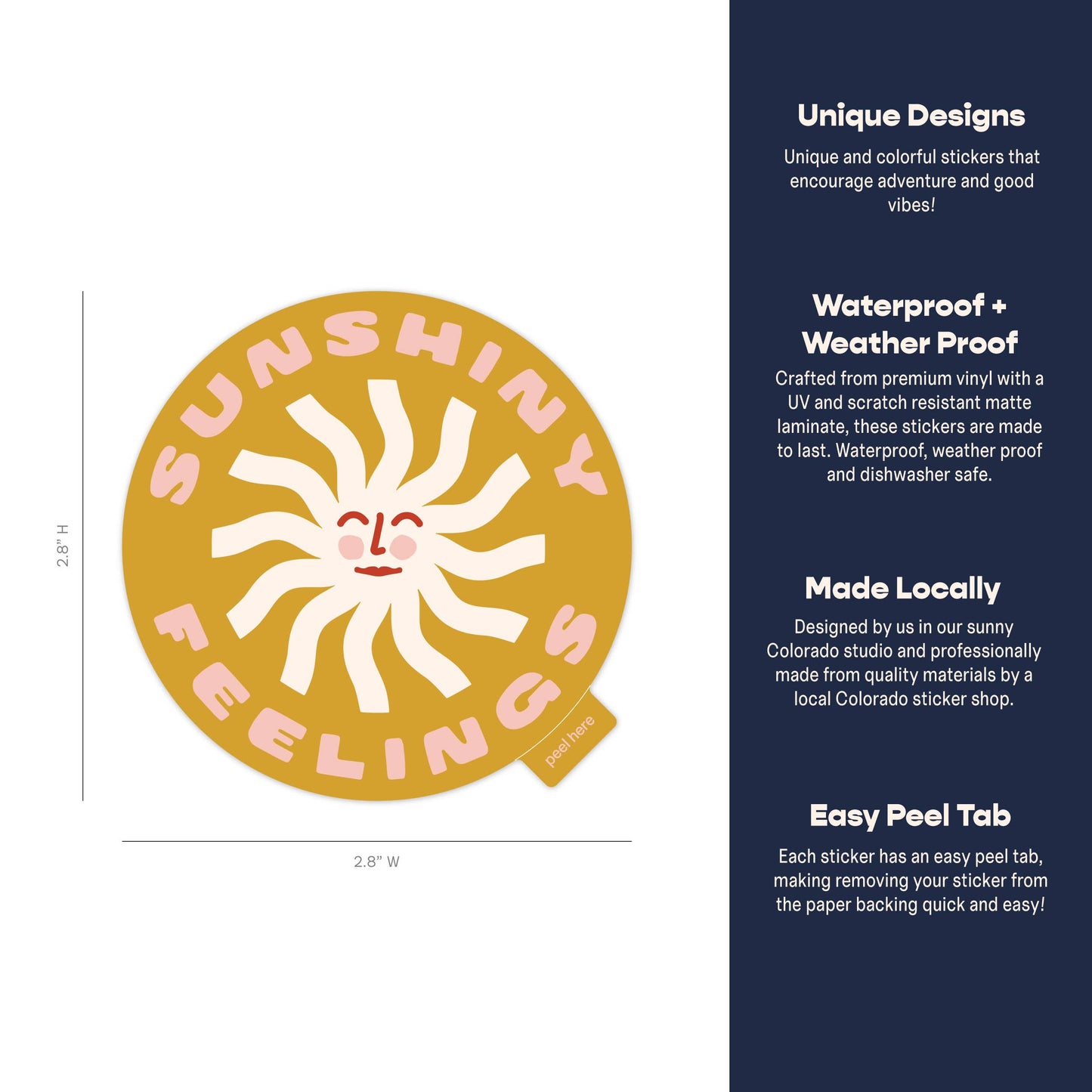 Sunshiny Feelings Sticker | Vinyl Sticker | Yellow: Sticker Only