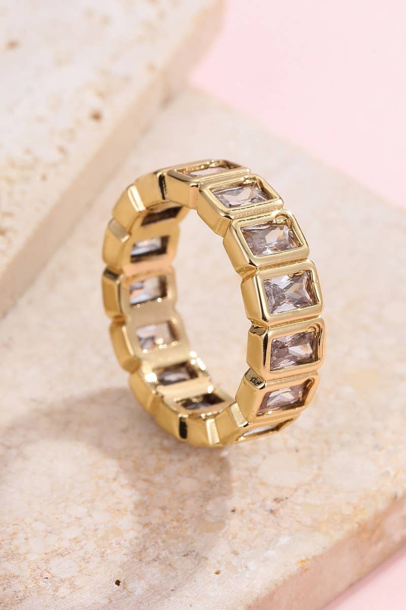 Gold Rhinestone Multi-Shape Eternity Stack Rings | 40R142: ROUND