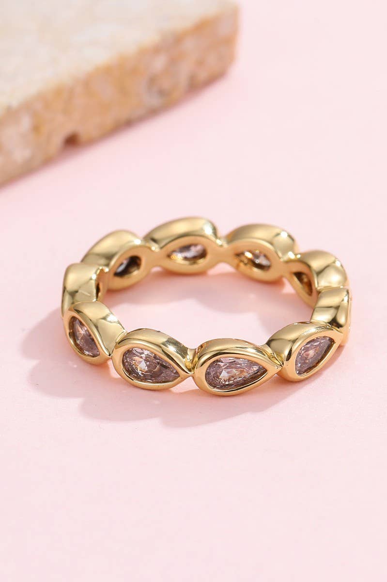 Gold Rhinestone Multi-Shape Eternity Stack Rings | 40R142: HEART