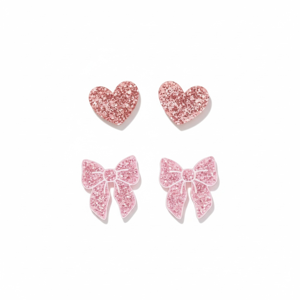 Pink Glitter Acrylic Stud Earrings