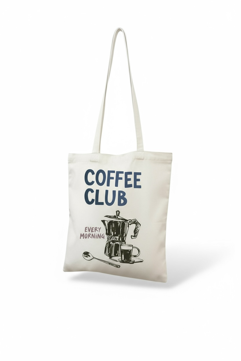 Coffee Club - Blue + Black Canvas Tote