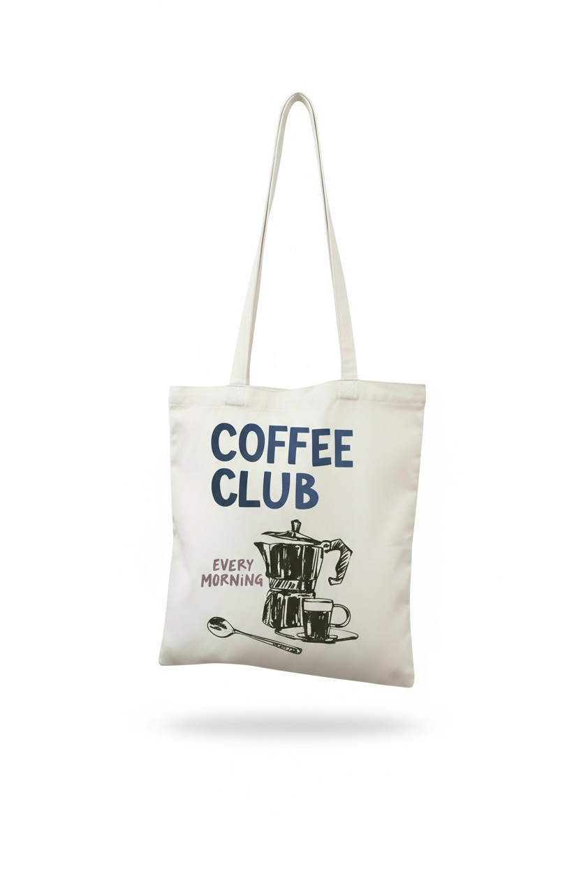Coffee Club - Blue + Black Canvas Tote