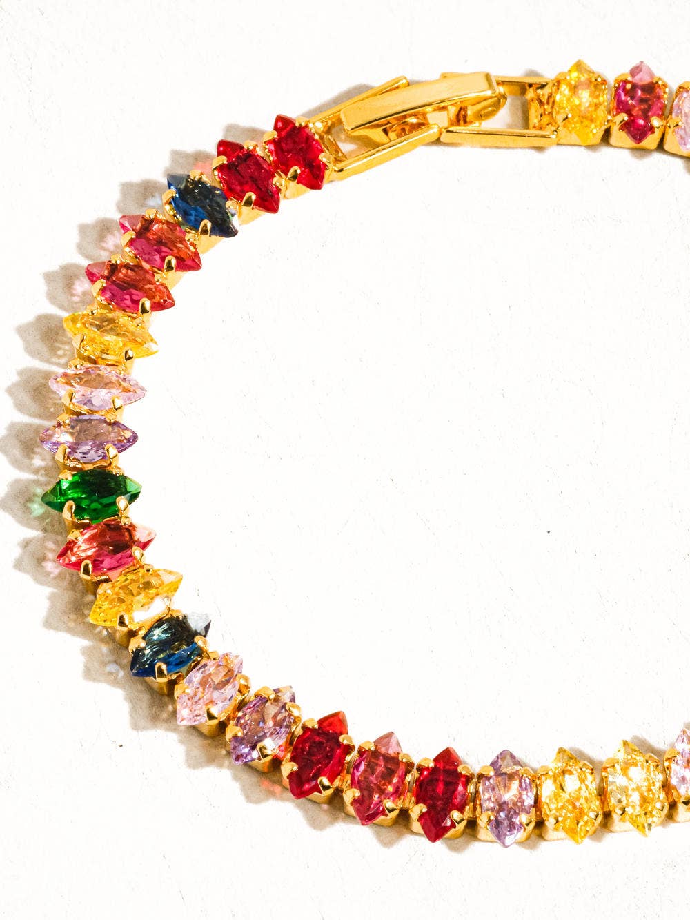 Starlight 18K Gold Multicolor Bold CZ Chain Bracelet: Multi-Colored