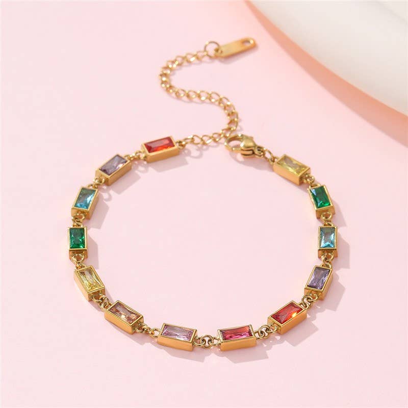 18K STAINLESS STEEL RAINBOW CRYSTAL BRACELET | 40B5265: MULTI