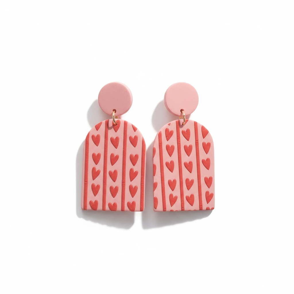 Pink Heart Arch Drop Earrings
