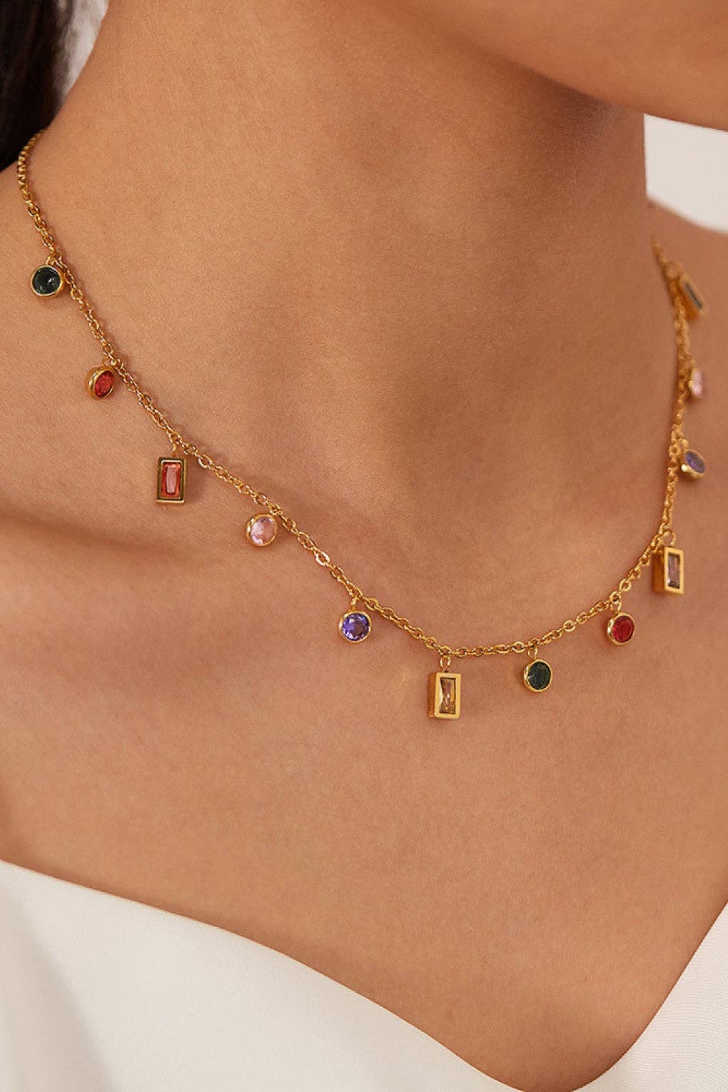 18K Gold Plated Waterproof Stainless Steel Chain Necklace - 7567: S0OX3T7567