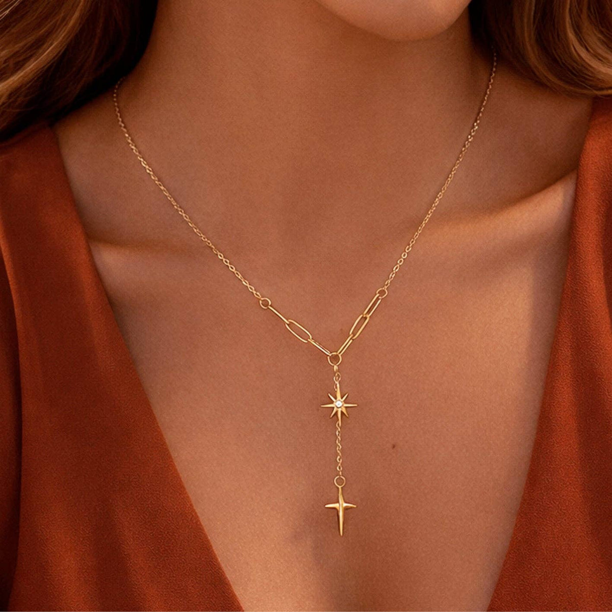 18K Gold PVD Plated Waterproof Stainless Steel Chain Necklace - 7917: S0OX3T7917
