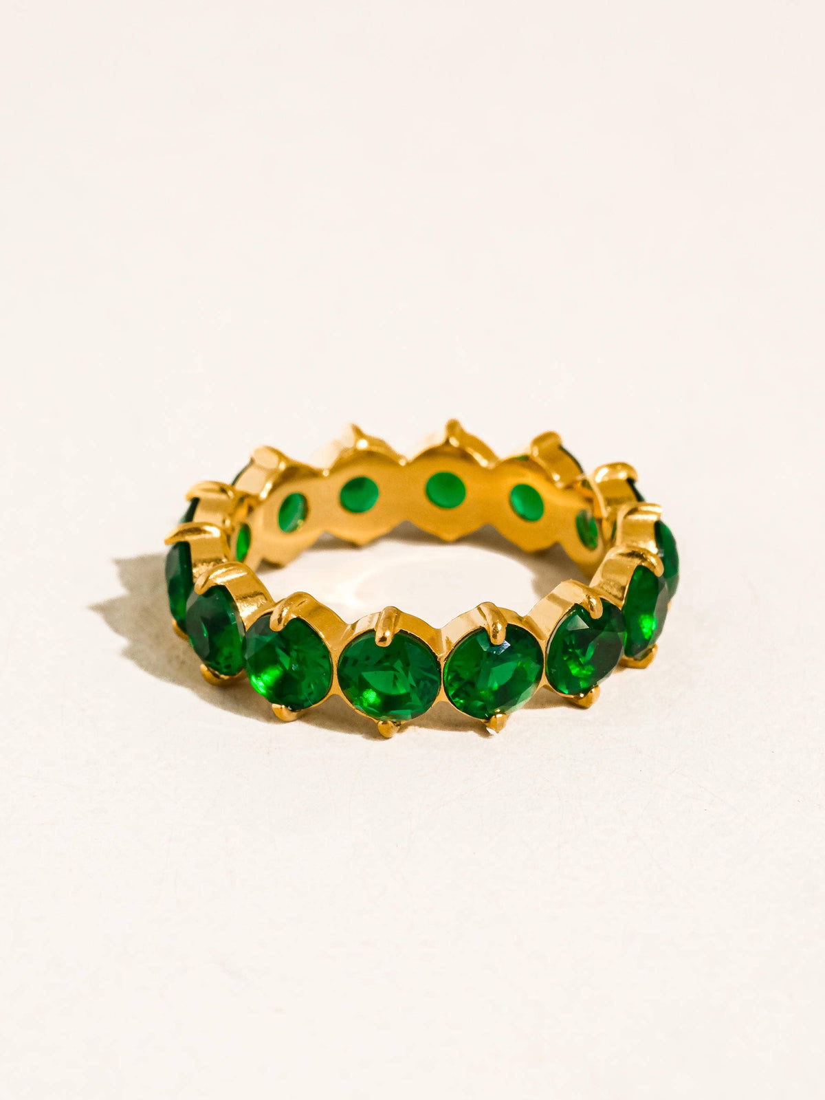 Veloura 18K Gold Non-Tarnish CZ Eternity Ring: Green / 7