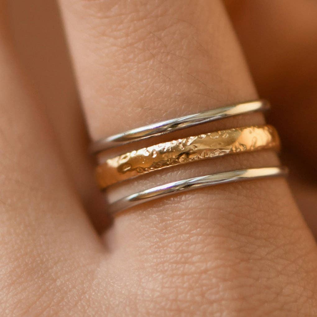 18K Gold PVD Plated Waterproof Stainless Steel Ring - 7930: S0OX3T7930