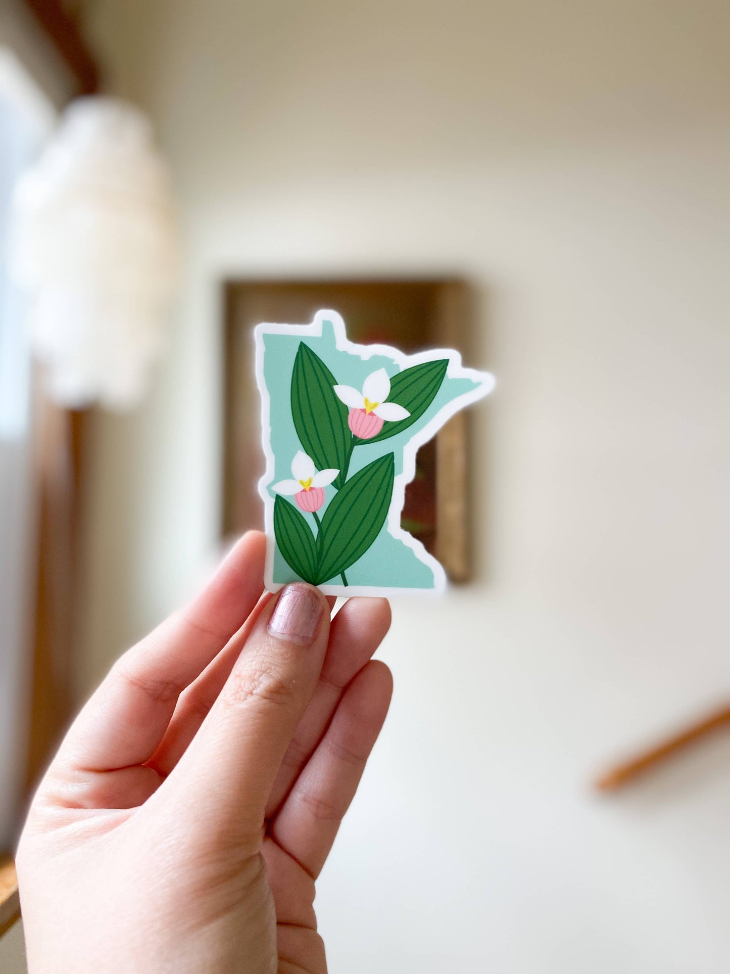 Minnesota Lady Slipper State Silhouette Vinyl Sticker