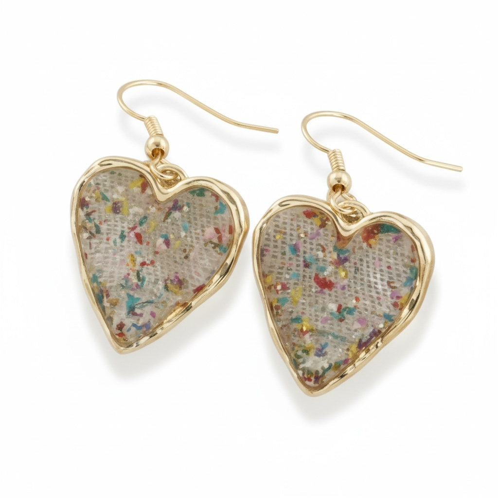 Pressed Flower Heart Drop Earrings