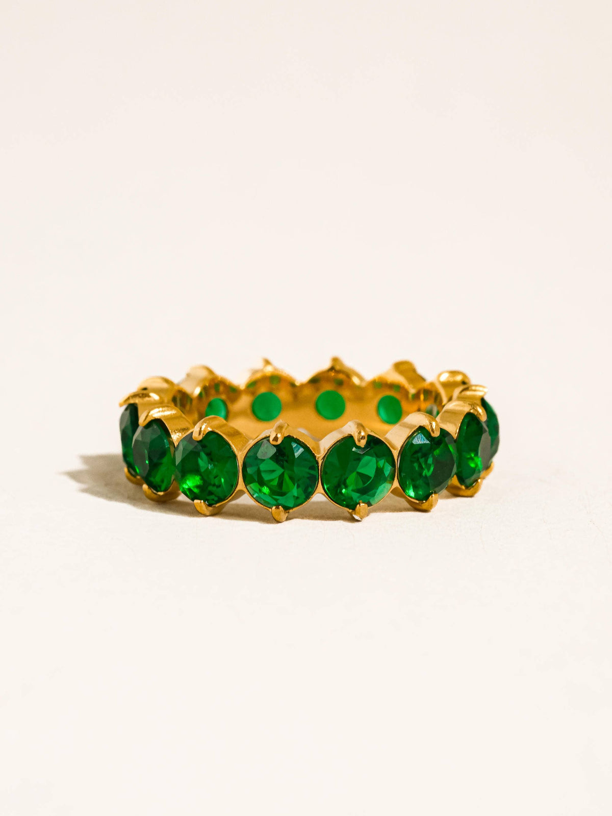Veloura 18K Gold Non-Tarnish CZ Eternity Ring: Green / 7