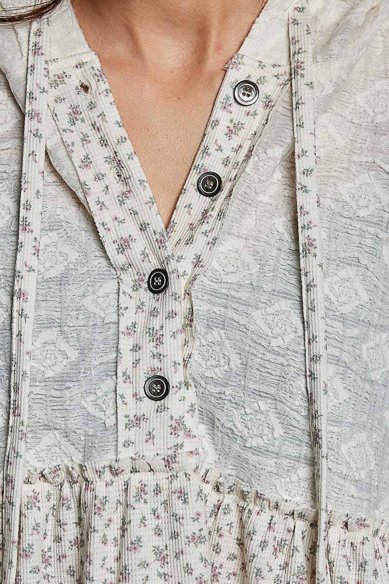Lace Balloon Sleeve Ruffle Hoodie