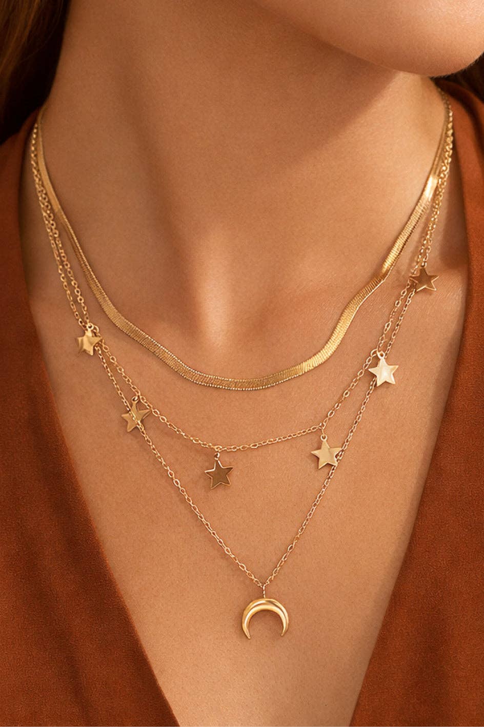 18K Gold Plated Waterproof Stainless Steel Chain Necklace - 6865: S0OX3T6865