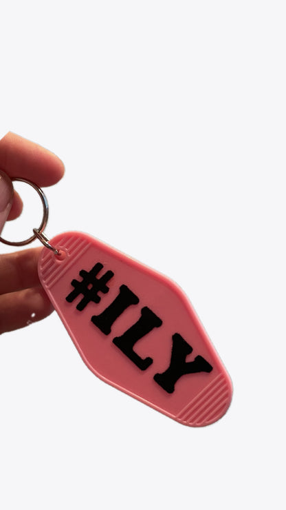 #ILY Motel Keychain - Pink + Black