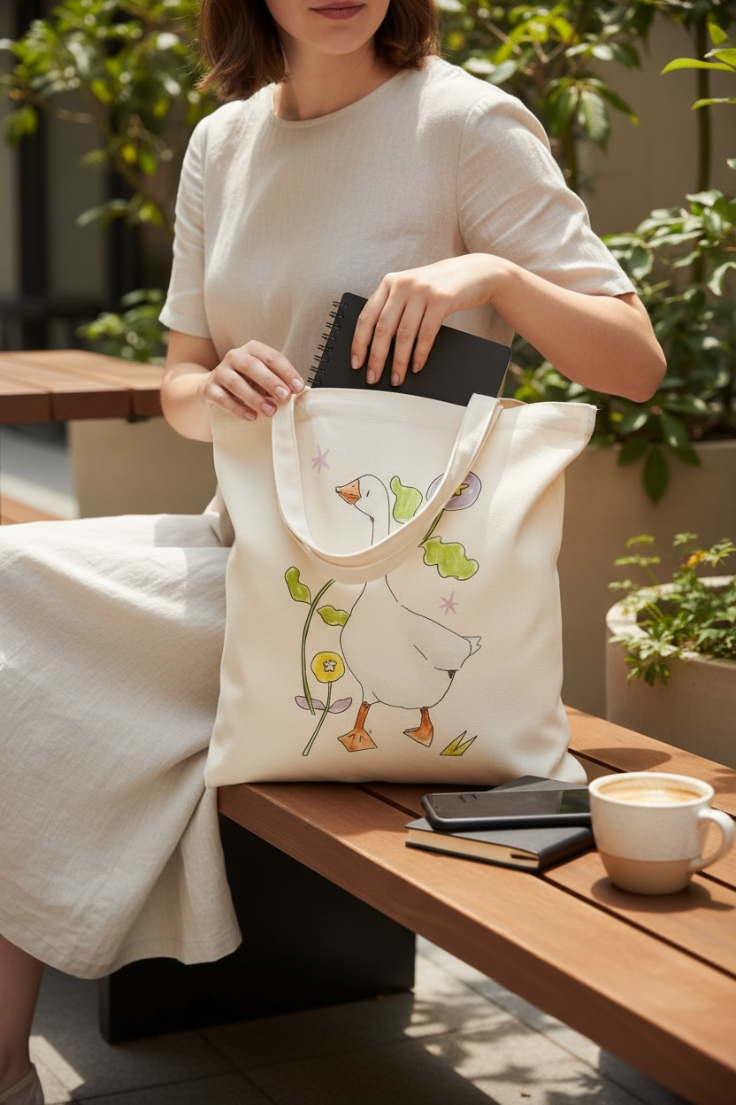 Goose Sketch Canvas Tote