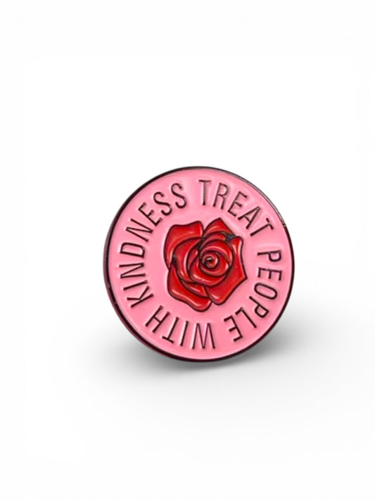 Treat People With Kindness Round Enamel Pin