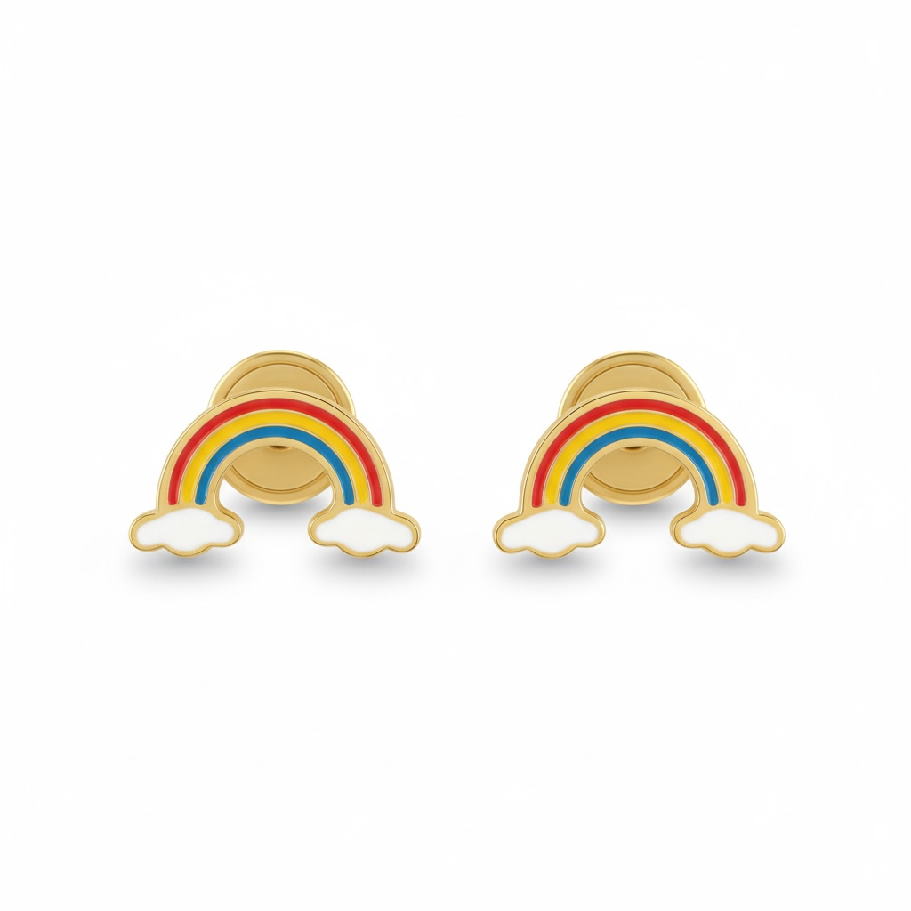 Gold Tone Rainbow Stud Earring
