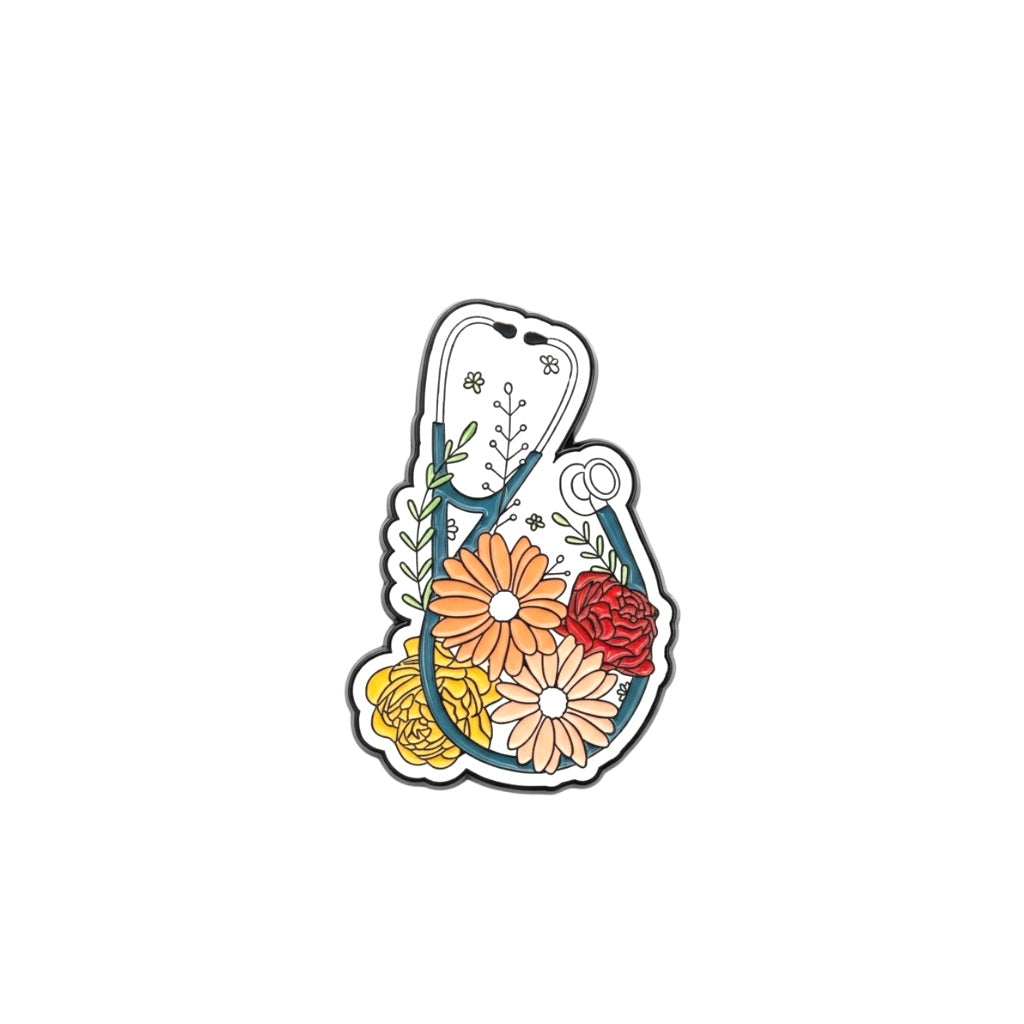 Floral Stethoscope Enamel Pin