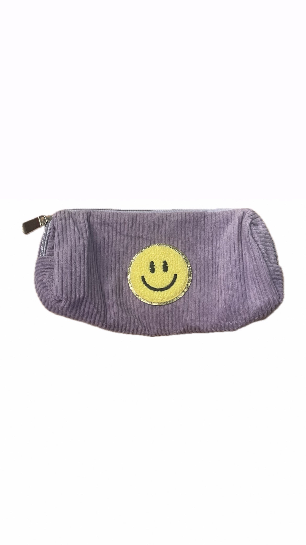 Small Corduroy Pouch - Yellow Smiley Face