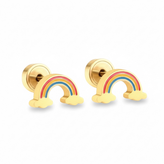 Gold Tone Rainbow Stud Earring