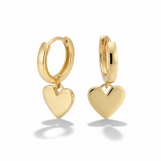 18k Gold Plated Heart Hoop Earrings
