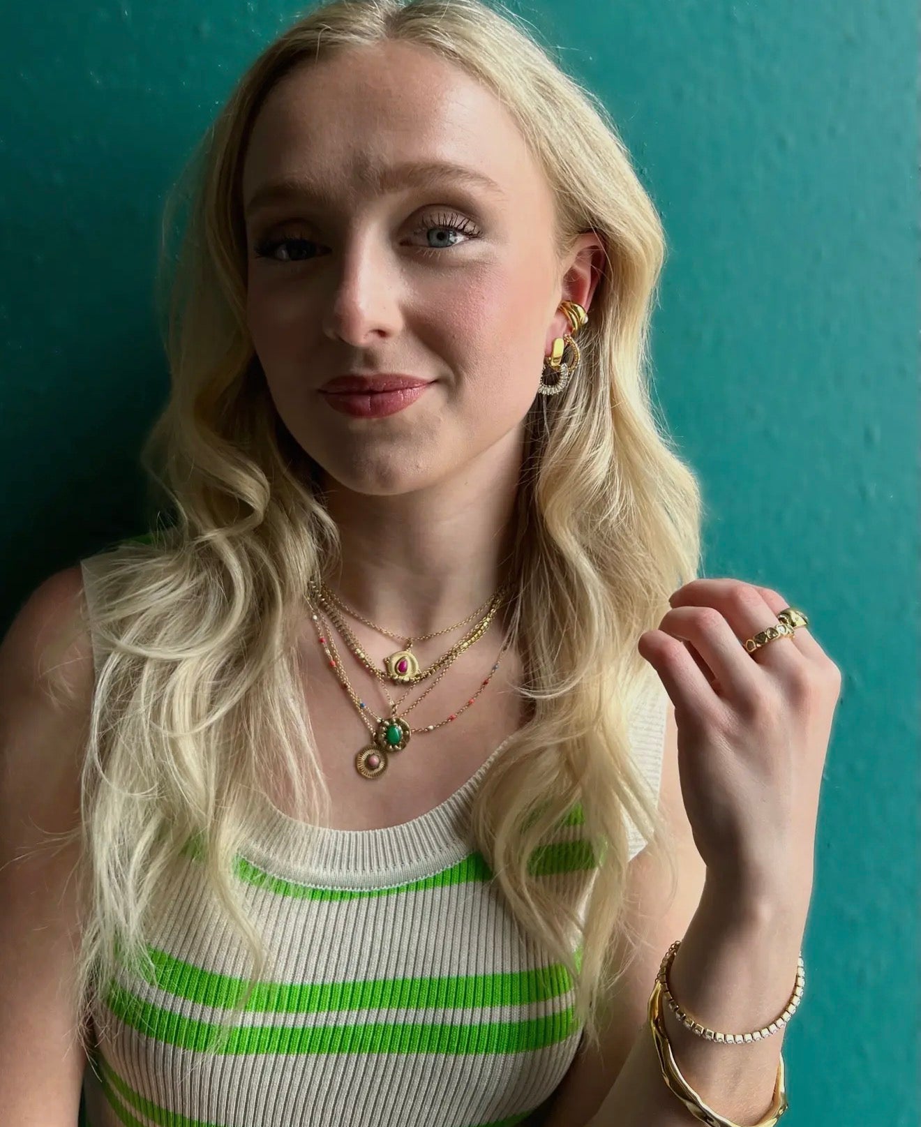 Sabrina Hot Pink Stone Necklace